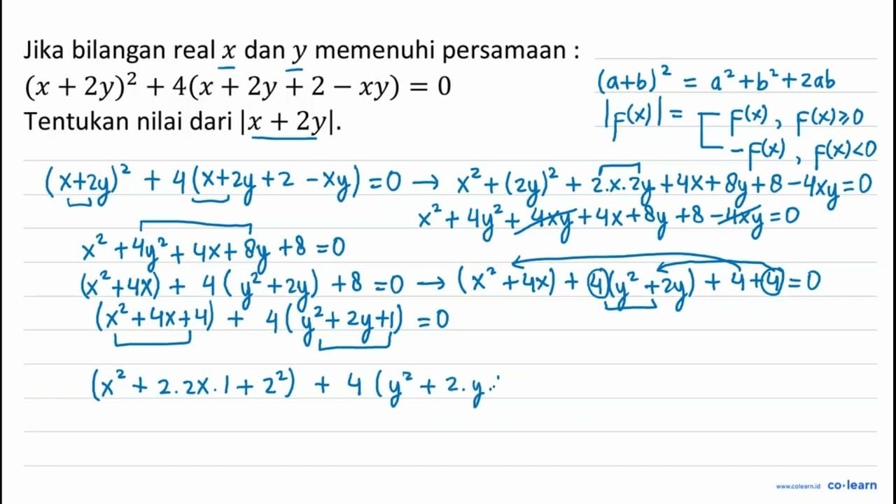 Jika bilangan real x dan y memenuhi persamaan : (x+2