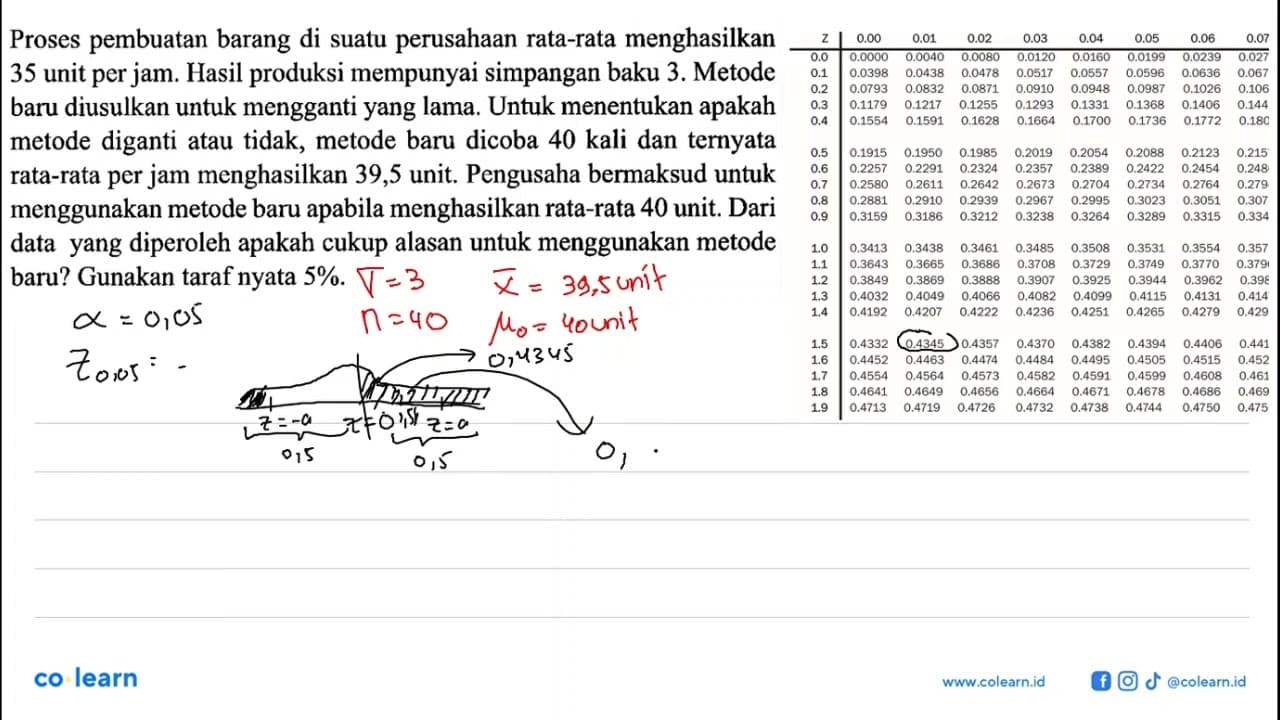 Proses pembuatan barang di suatu perusahaan rata-rata