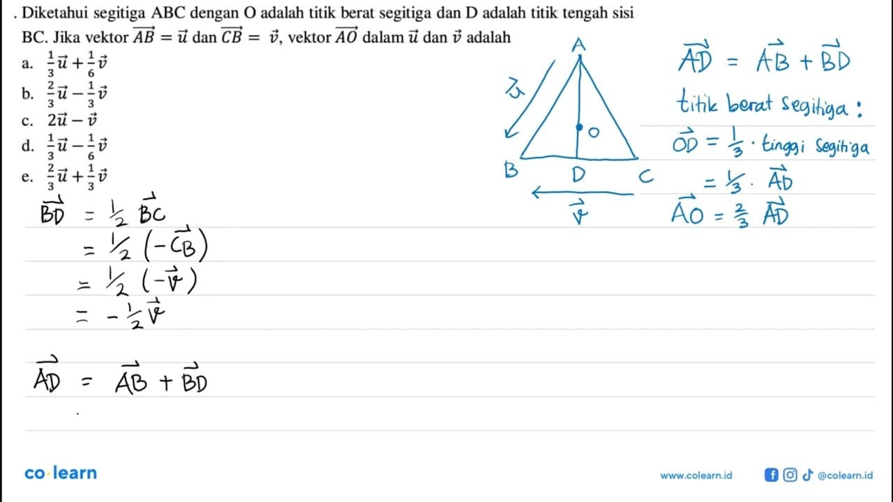 Diketahui segitiga ABC dengan O adalah titik berat segitiga