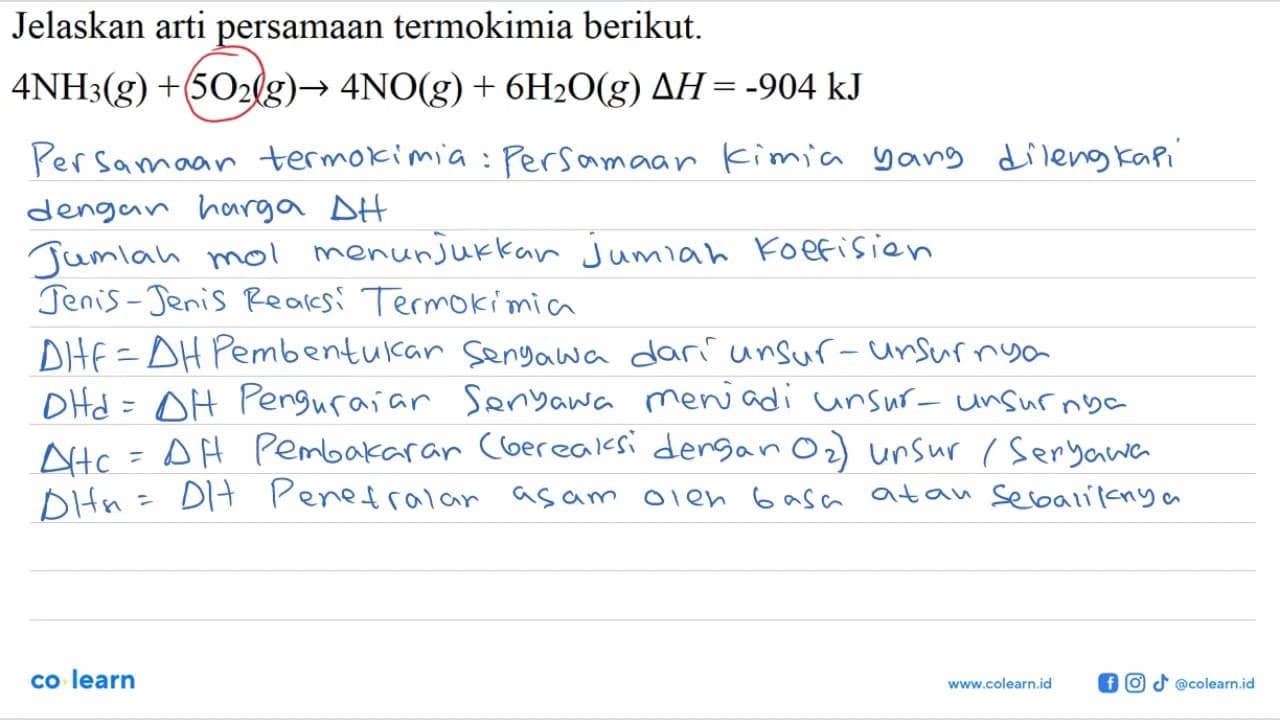 Jelaskan arti persamaan termokimia berikut. 4 NH3 (g) + 5