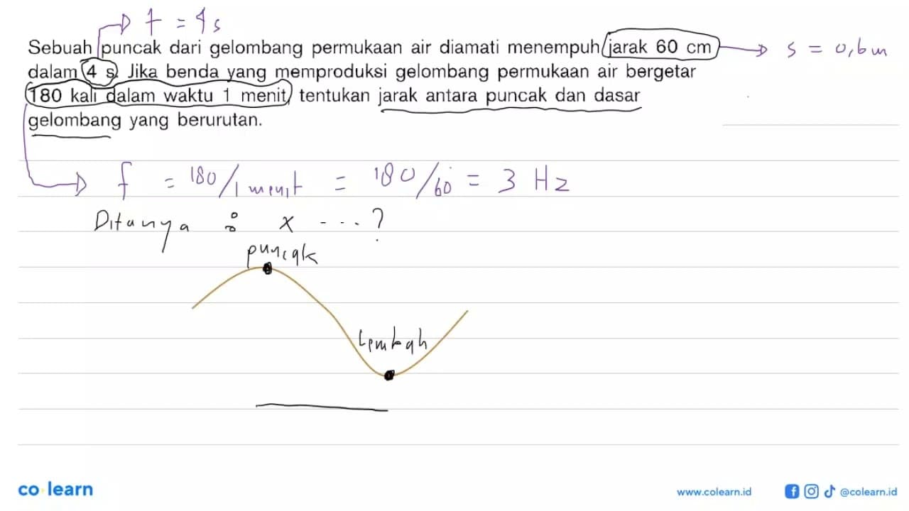 Sebuah puncak dari gelombang permukaan air diamati menempuh