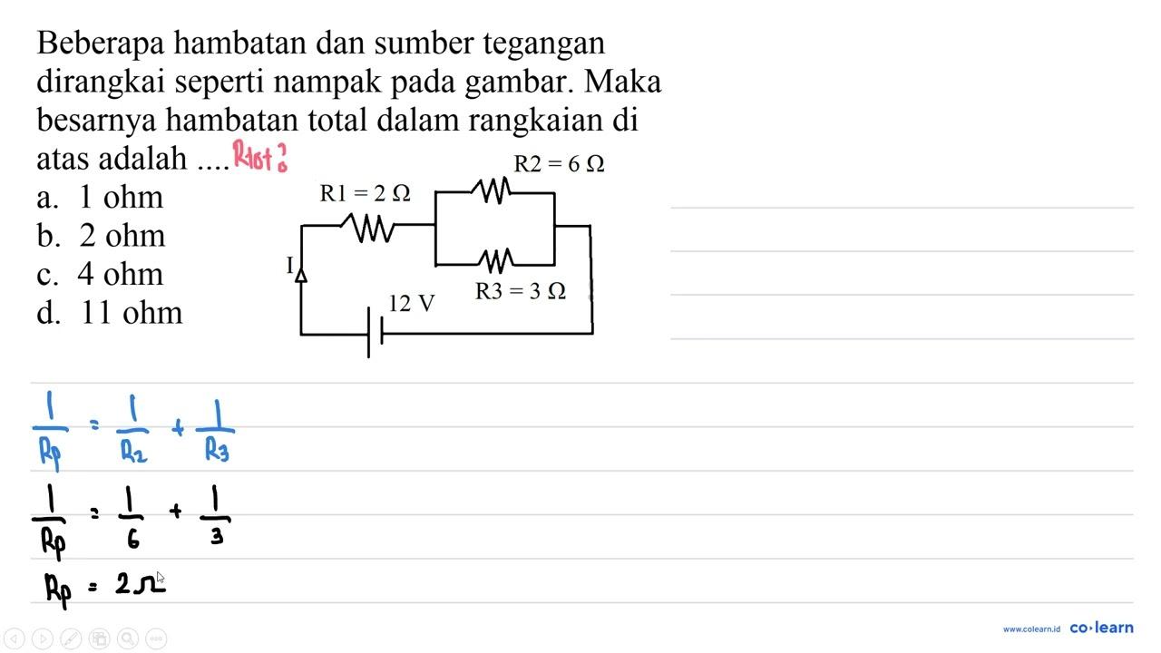 Beberapa hambatan dan sumber tegangan dirangkai seperti