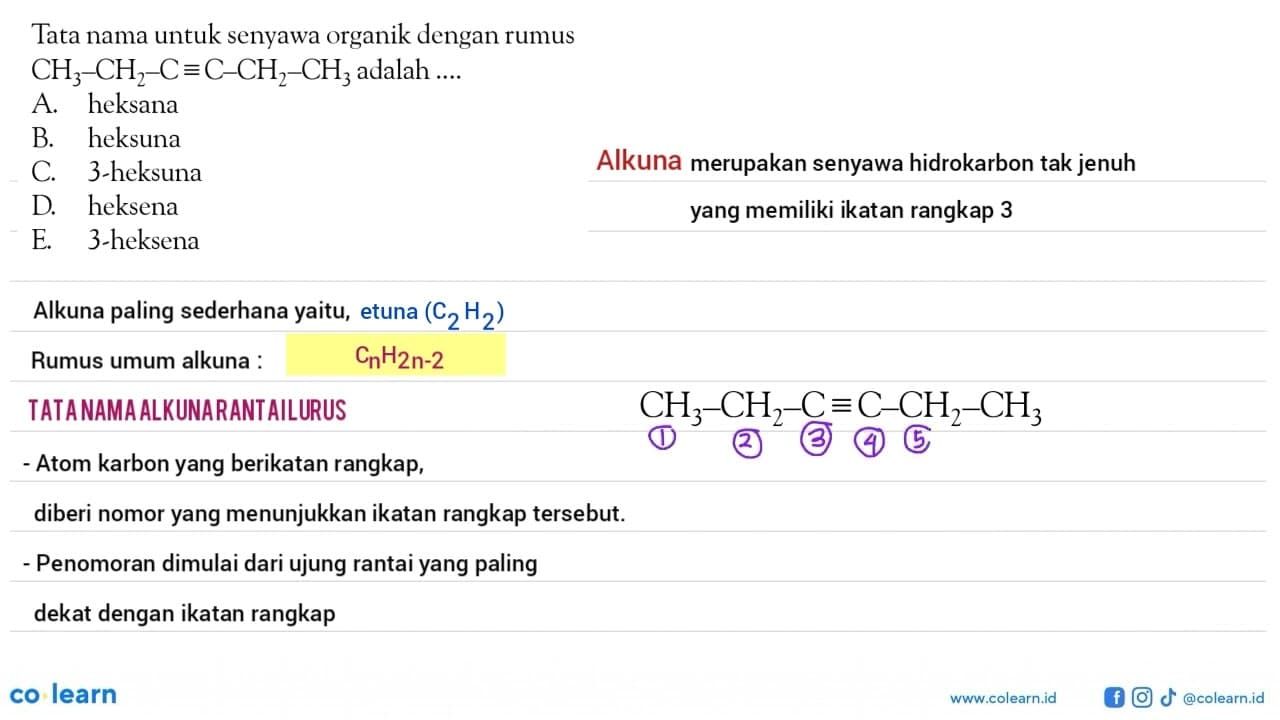 Tata nama untuk senyawa organik dengan rumus CH3 - CH2 - C