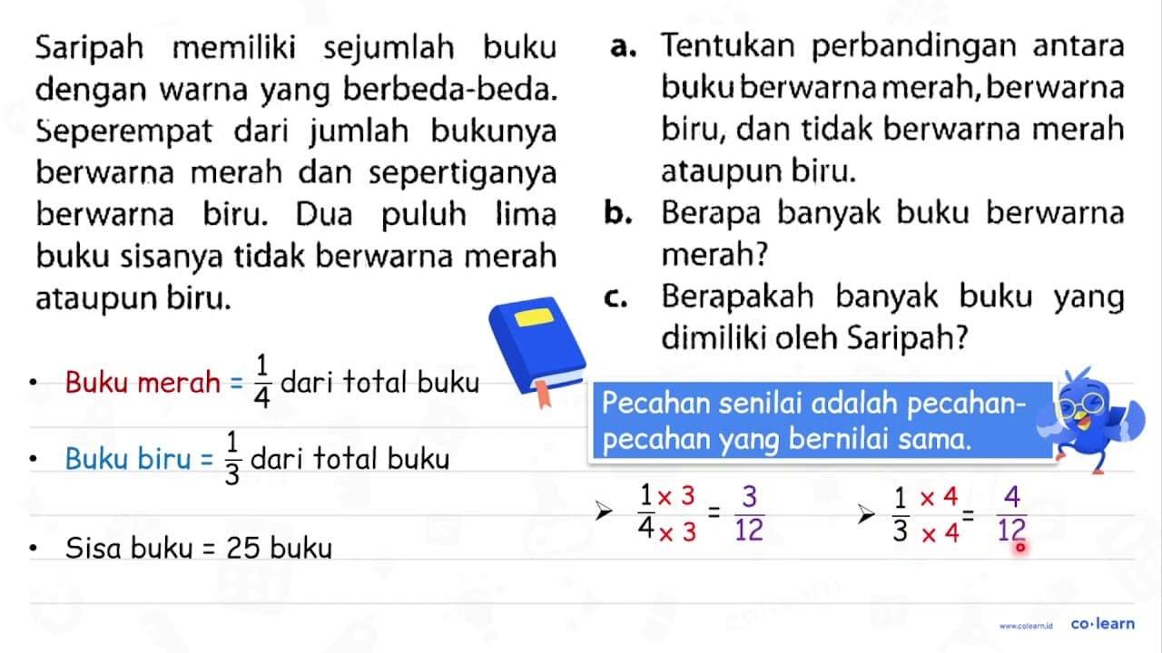 Saripah memiliki sejumlah buku dengan warna yang