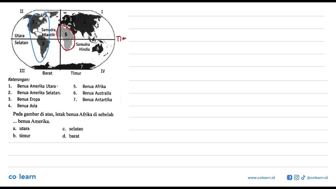 Keterangan: 1. Benua Amerika Utara 2. Benua Amerika Selatan