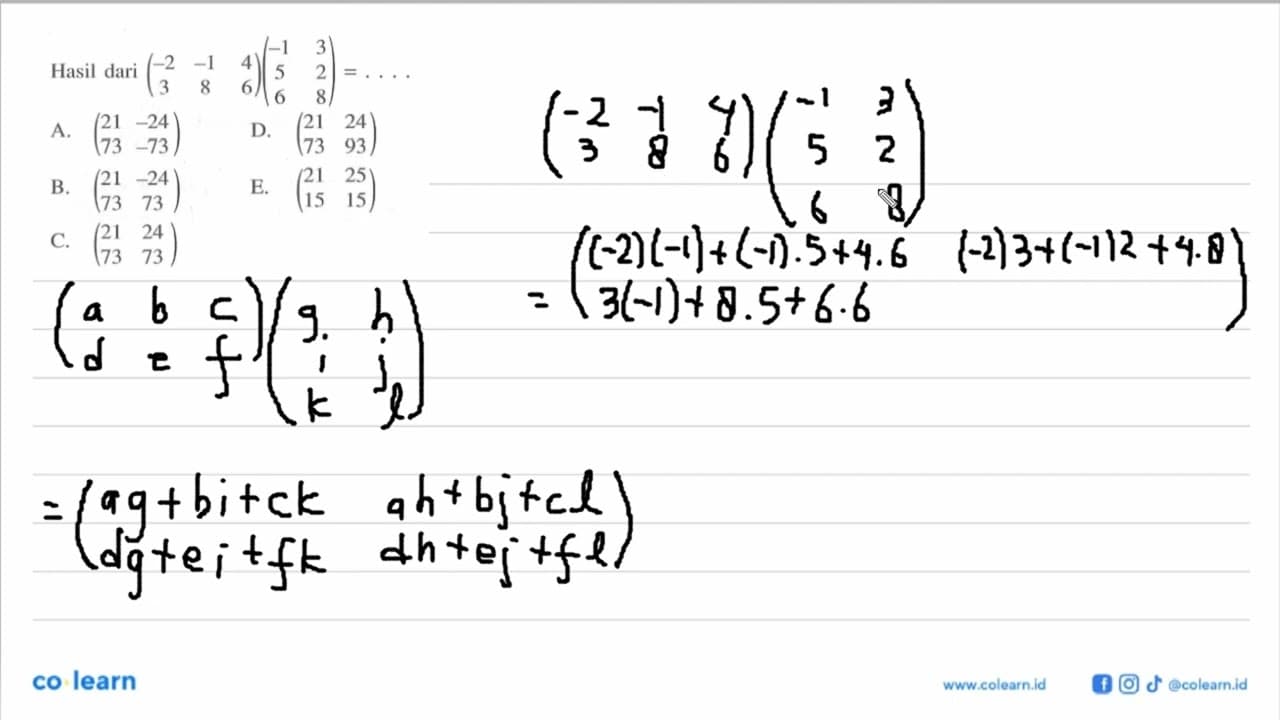 Hasil dari (-2 -1 4 3 8 6)(-1 3 5 2 6 8)=...