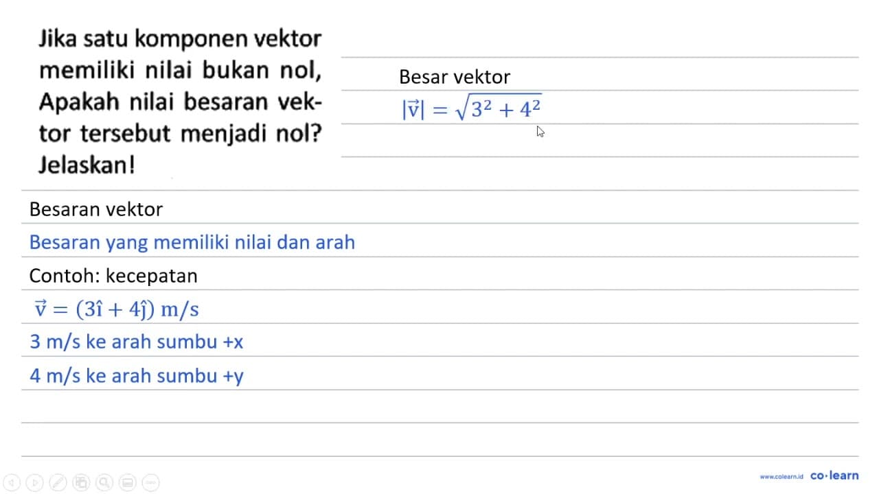 Jika satu komponen vektor memiliki nilai bukan nol, Apakah