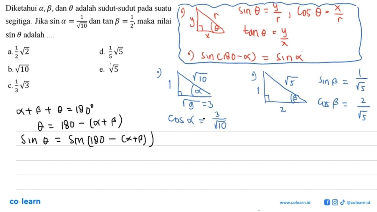 Diketahui alpha, beta, dan theta adalah sudut-sudut pada