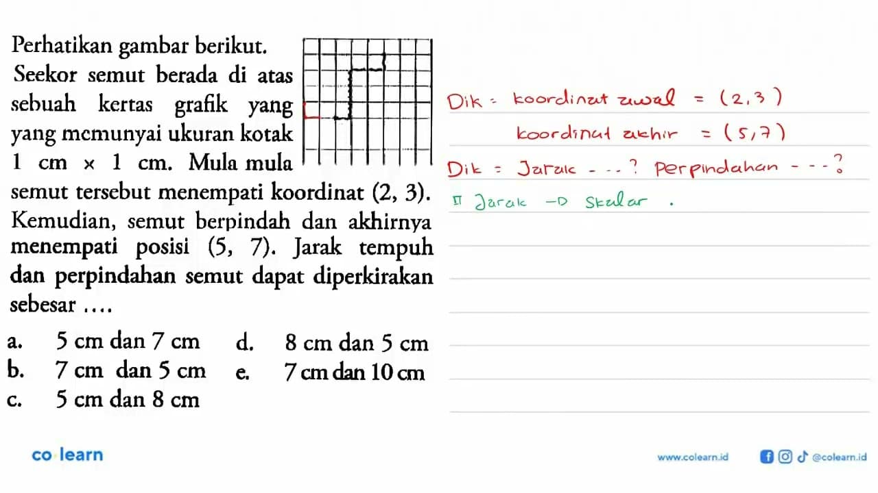 Perhatikan gambar berikut. Seekor semut berada di atas