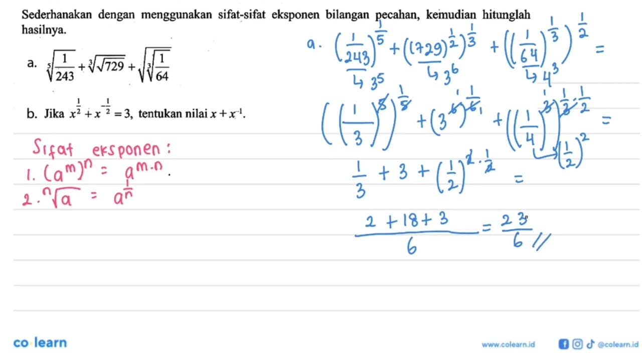 Sederhanakan dengan menggunakan sifat-Sifat eksponen