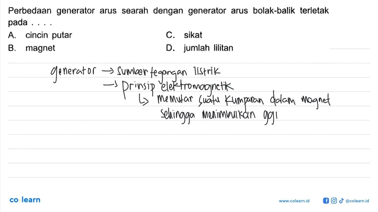 Perbedaan generator arus searah dengan generator arus