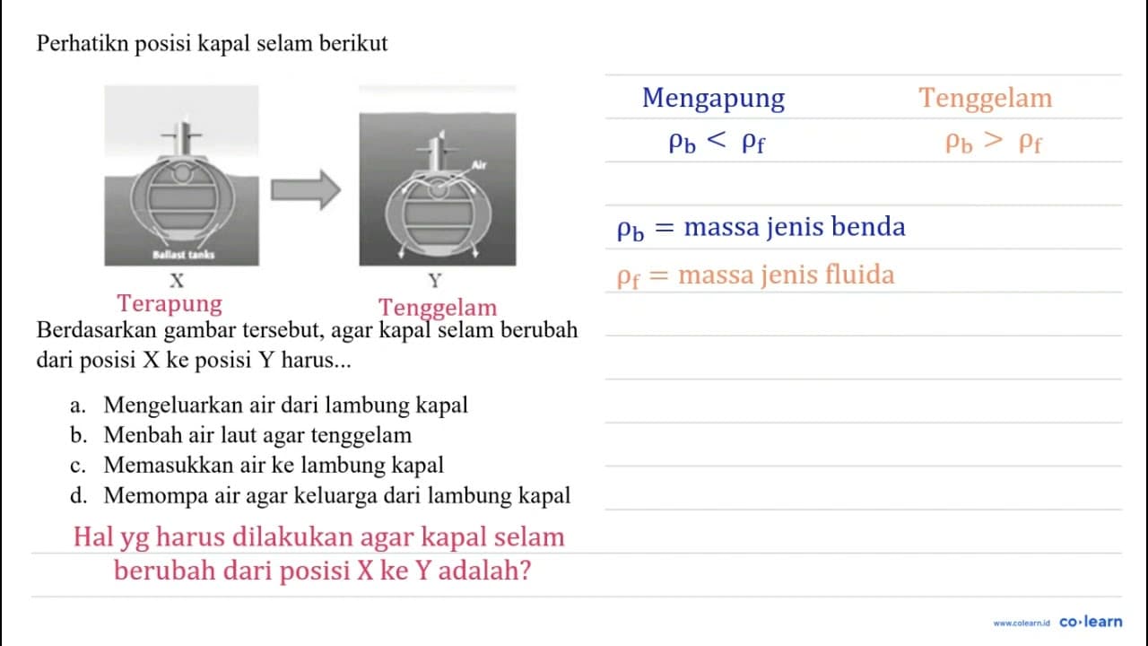 Perhatikn posisi kapal selam berikut Berdasarkan gambar