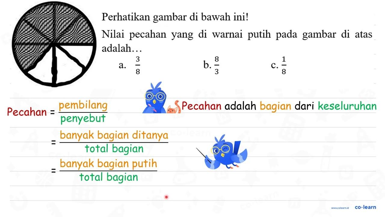 Perhatikan gambar di bawah ini! Nilai pecahan yang di