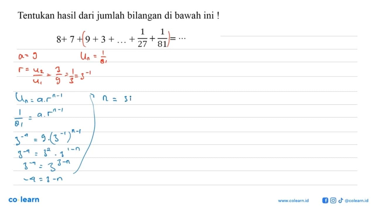 Tentukan hasil dari jumlah bilangan di bawah