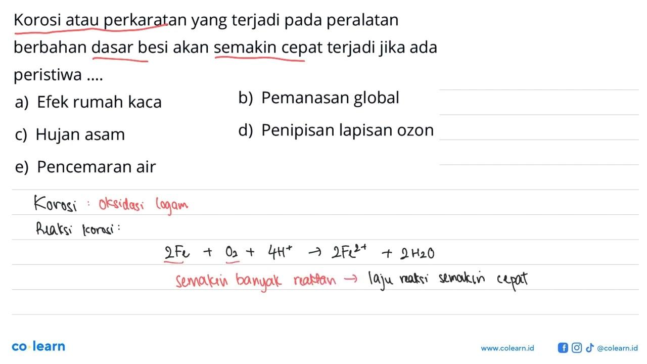 Korosi atau perkaratan yang terjadi pada peralatan berbahan