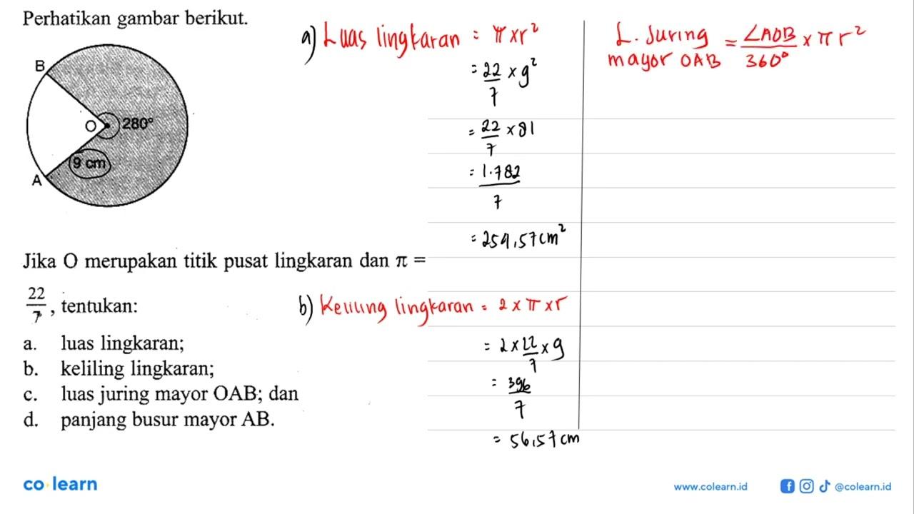 Perhatikan gambar berikut. B 280 9 AJika O merupakan titik