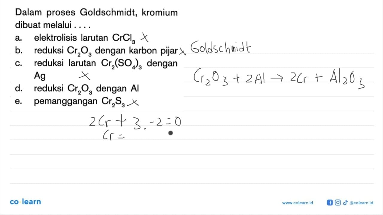 Dalam proses Goldschmidt, kromium dibuat melalui ....