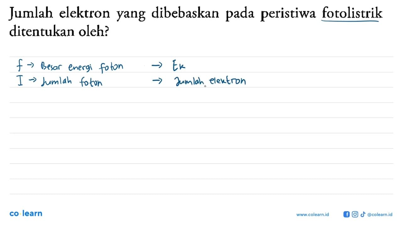 Jumlah elektron yang dibebaskan pada peristiwa fotolistrik