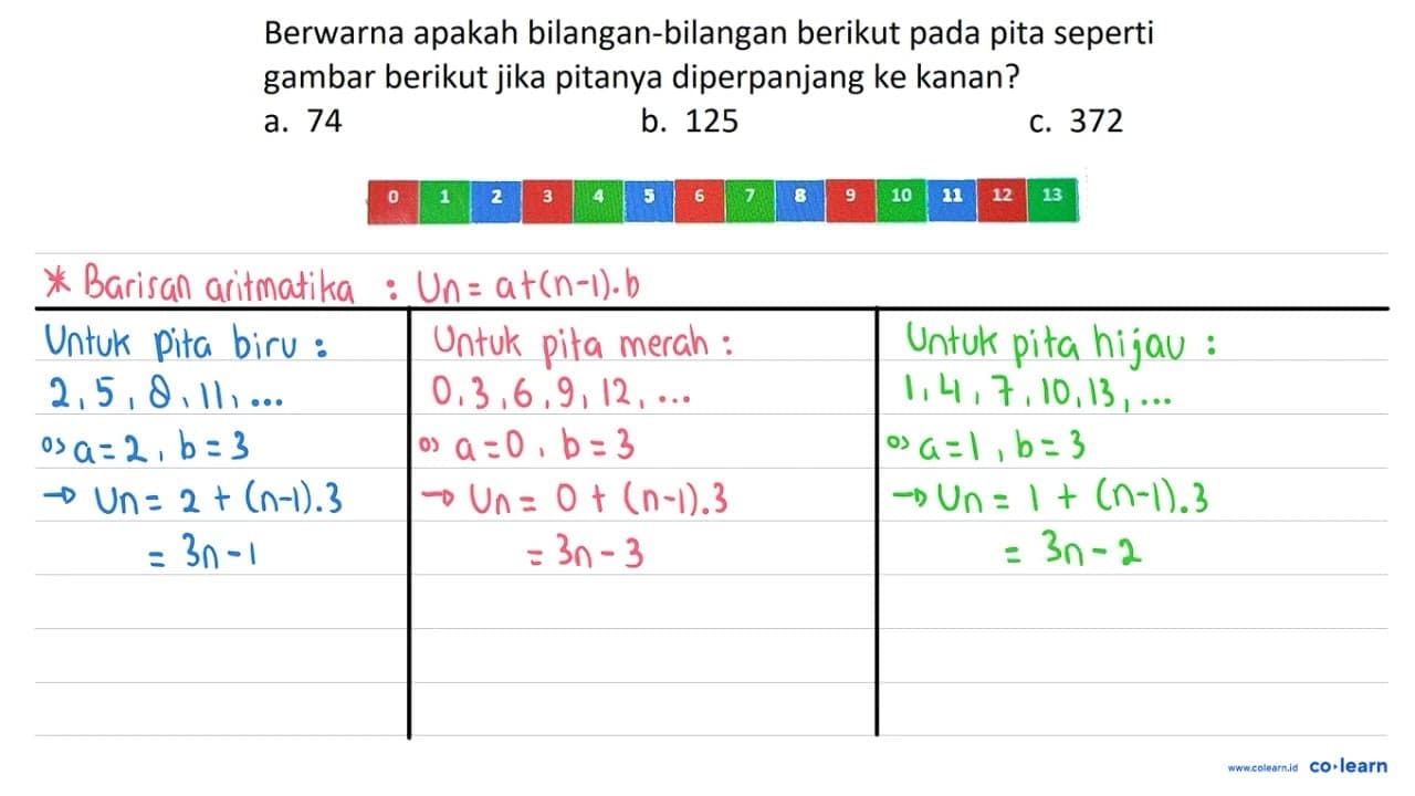 Berwarna apakah bilangan-bilangan berikut pada pita seperti