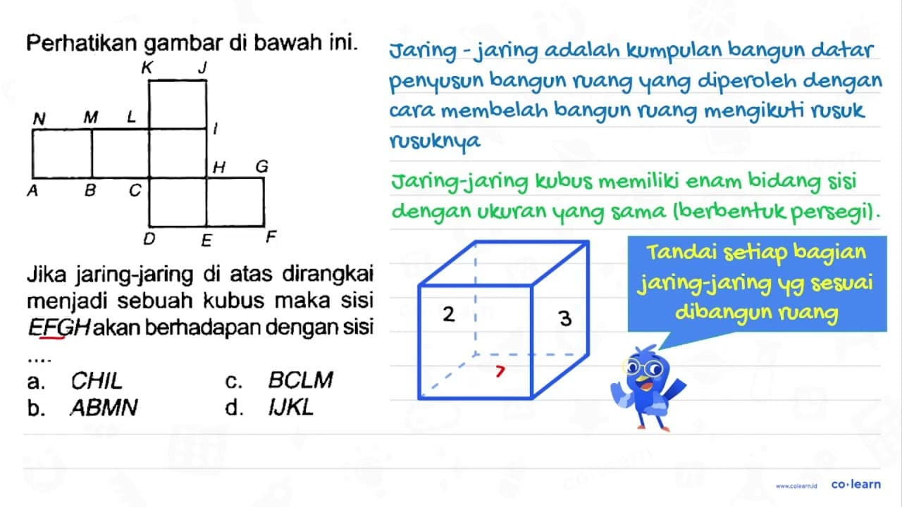 Perhatikan gambar di bawah ini. Jika jaring-jaring di atas