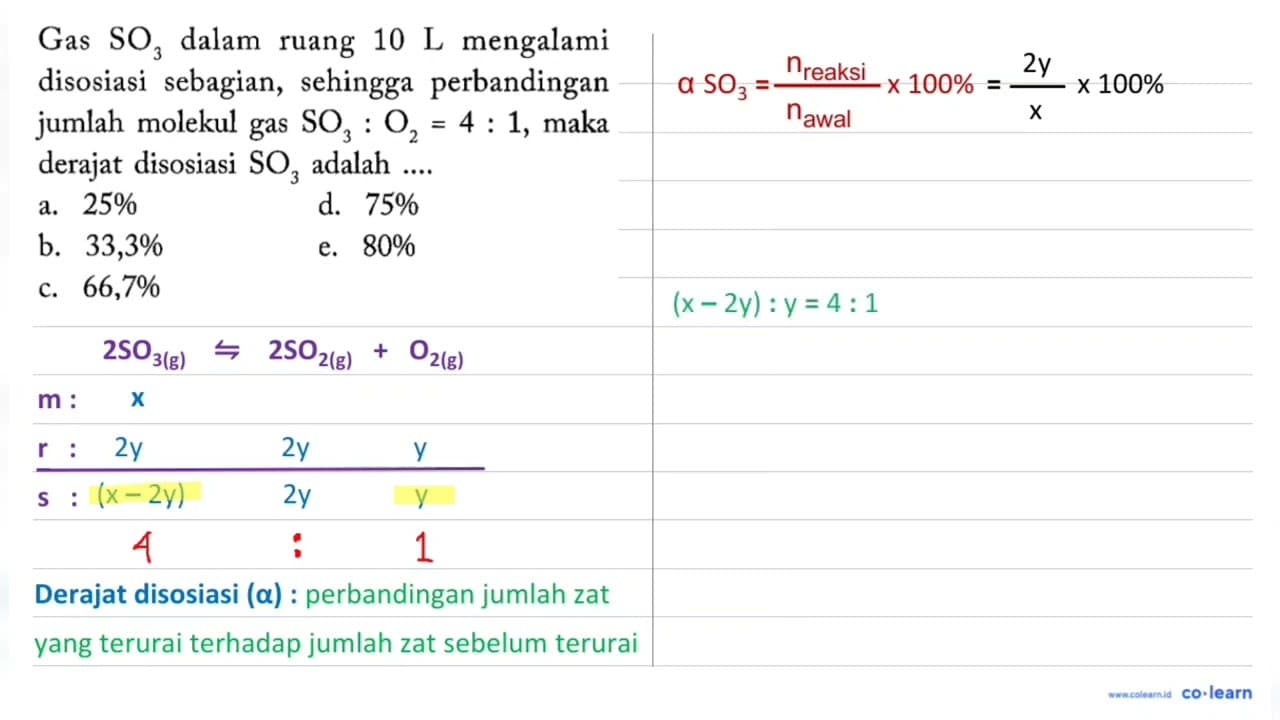 Gas SO_(3) dalam ruang 10 ~L mengalami disosiasi sebagian,