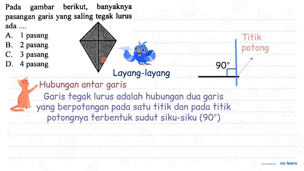 Pada gambar berikut, banyaknya pasangan garis yang saling