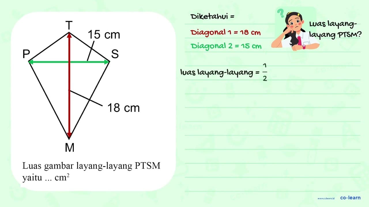 T 15 cm P S 18 cm M Luas gambar layang-layang PTSM yaitu