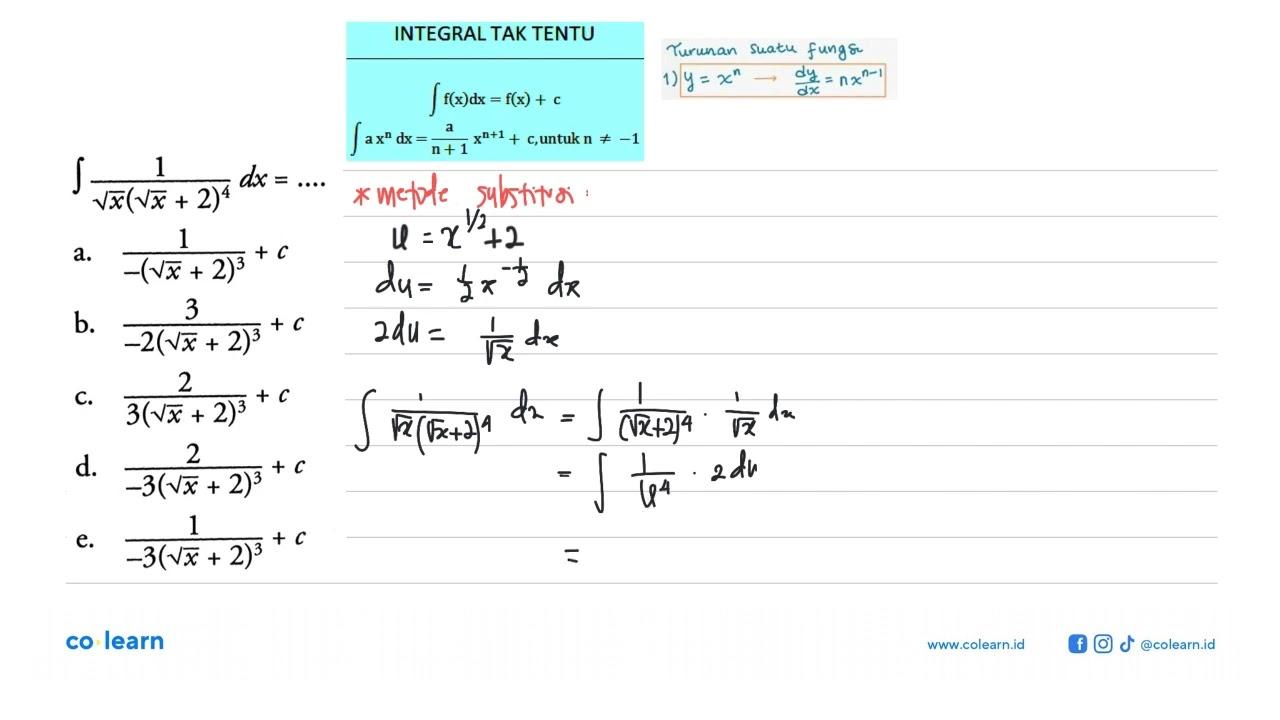 integral 1/(akar(x)(akar(x)+2)^4) dx=...