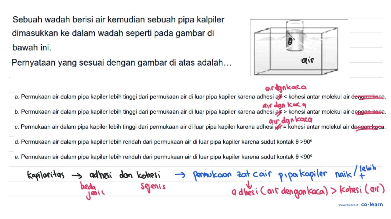 Sebuah wadah berisi air kemudian sebuah pipa kalpiler