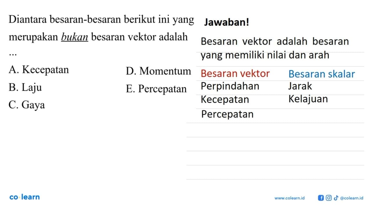 Diantara besaran-besaran berikut ini yang merupakan bukan