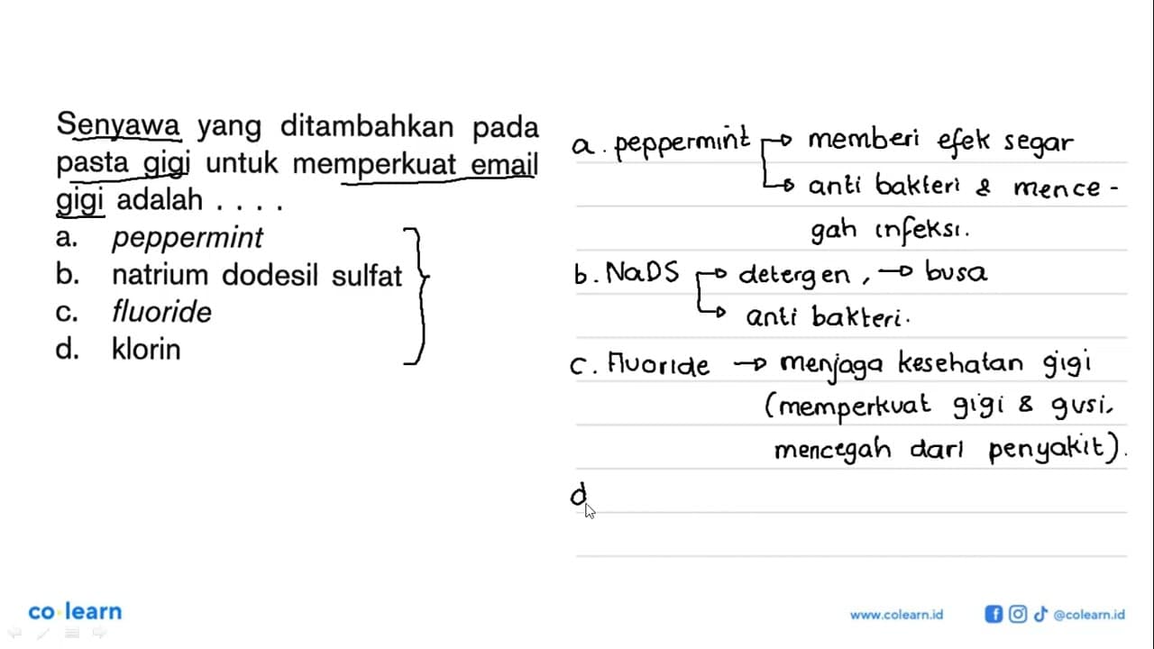 Senyawa yang ditambahkan pada pasta gigi untuk memperkuat