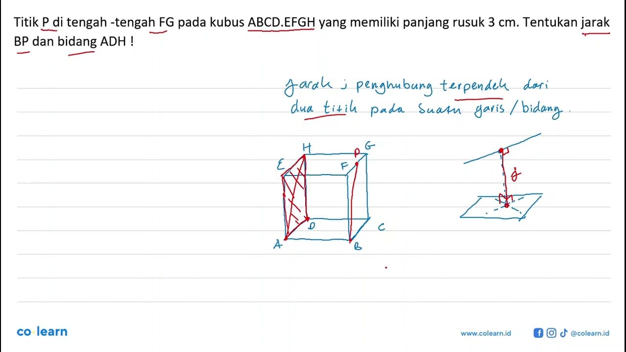 Titik P di tengah -tengah FG pada kubus ABCD.EFGH yang