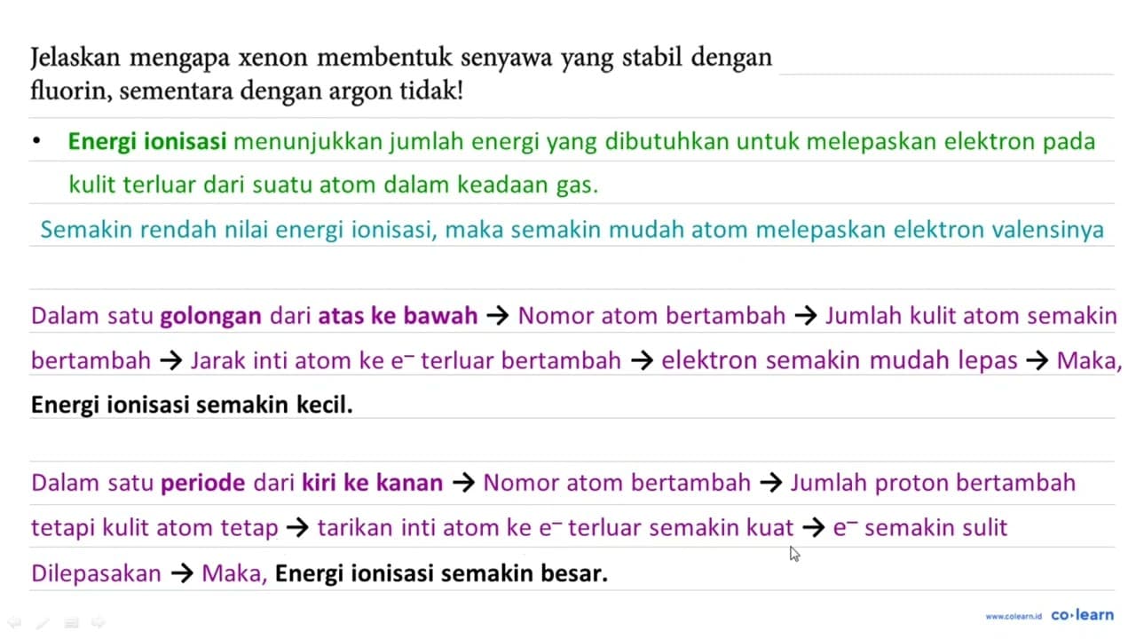 Jelaskan mengapa xenon membentuk senyawa yang stabil dengan