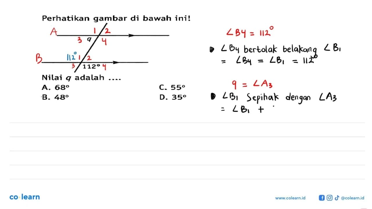 Perhatikan gambar di bawah ini!q 112Nilai q adalah ....A.