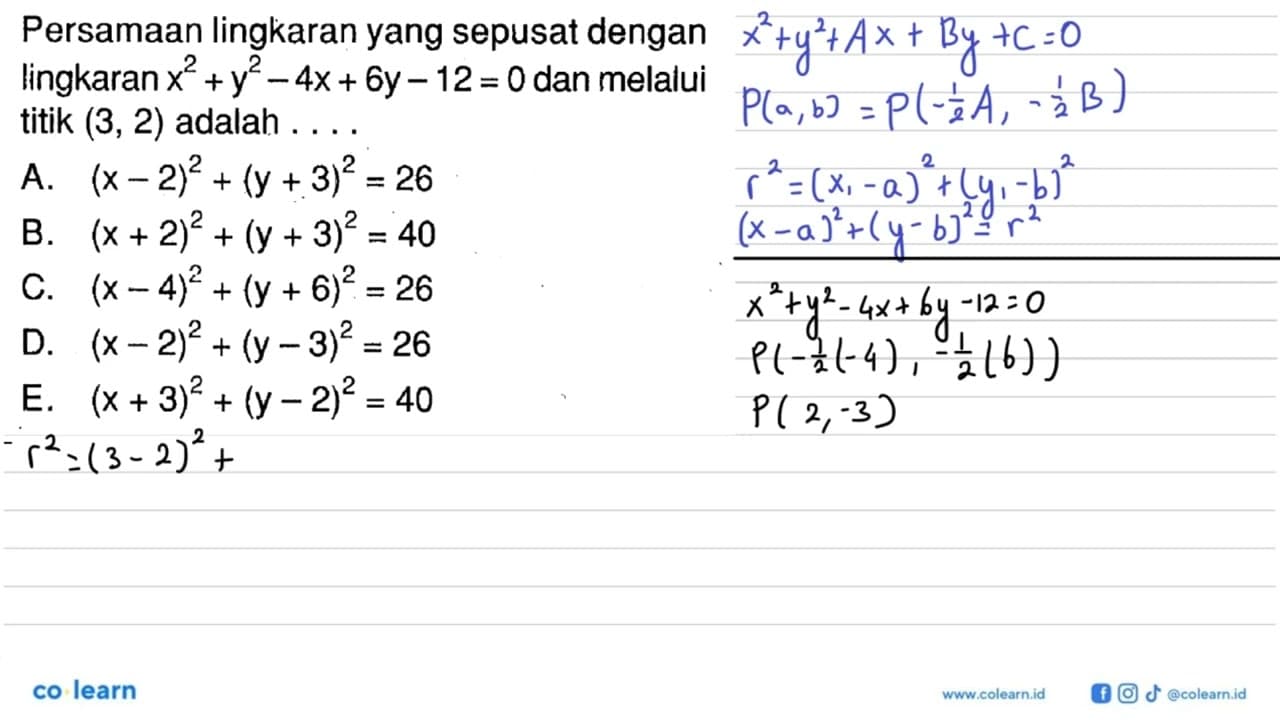 Persamaan lingkaranyang sepusat dengan