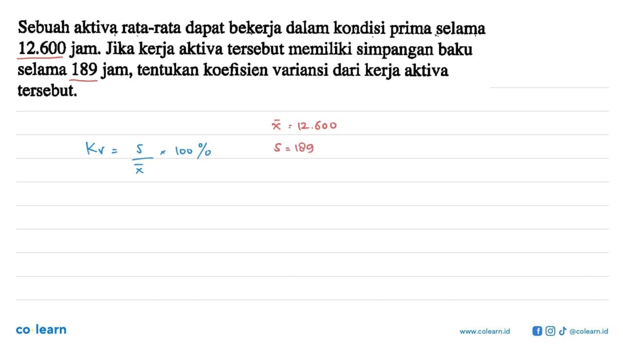 Sebuah aktiva rata-rata dapat bekerja dalam kondisi prima