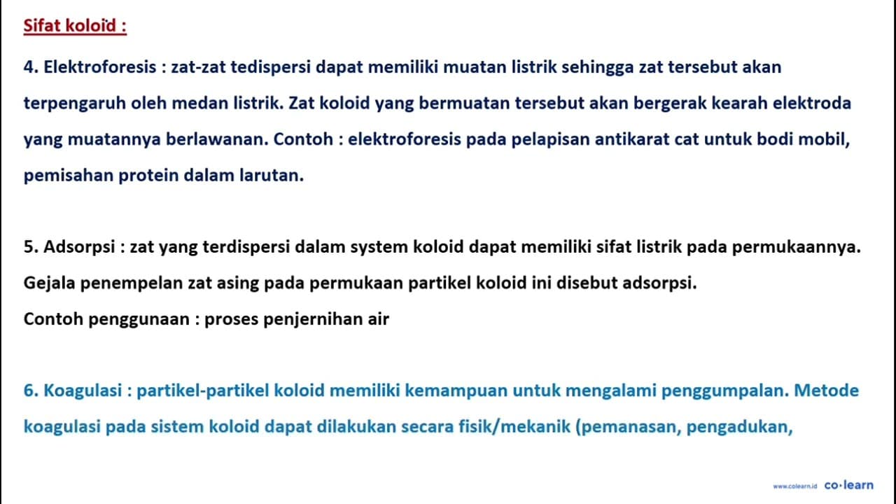 Contoh aplikasi sifat koloid pada pencucian darah penderita