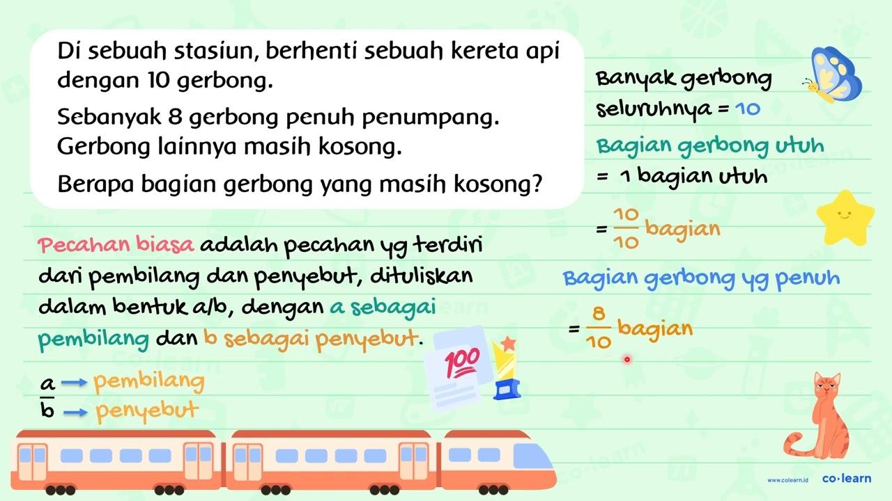 Di sebuah stasiun, berhenti sebuah kereta api dengan 10