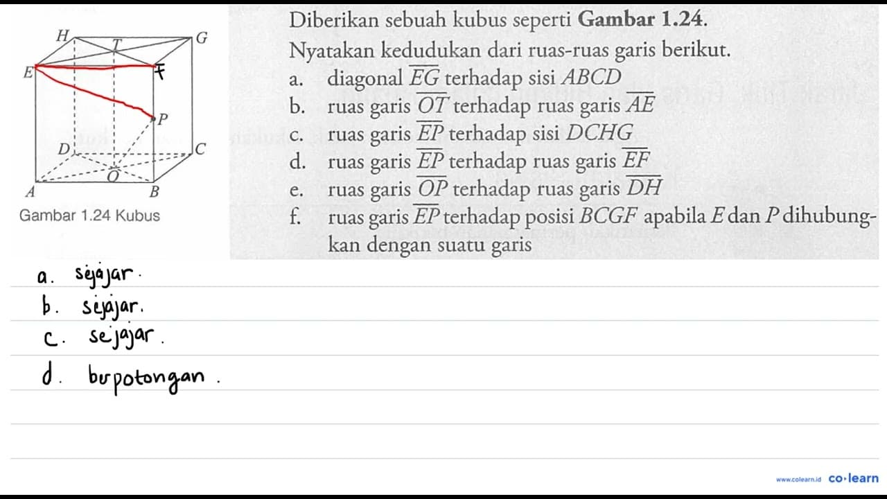 H G T E P D C O A B Gambar 1.24 Kubus Diberikan sebuah