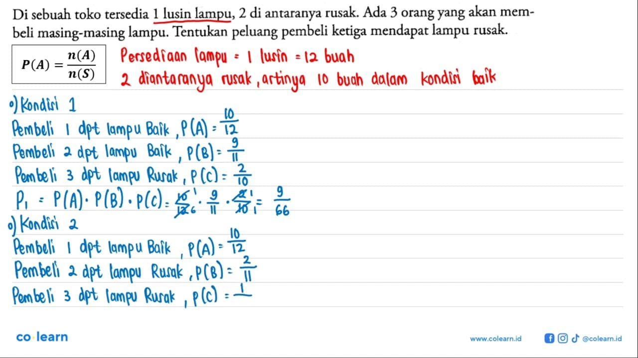 Di sebuah toko tersedia 1 lusin lampu, 2 di antaranya