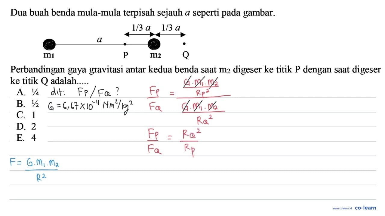 Dua buah benda mula-mula terpisah sejauh a seperti pada