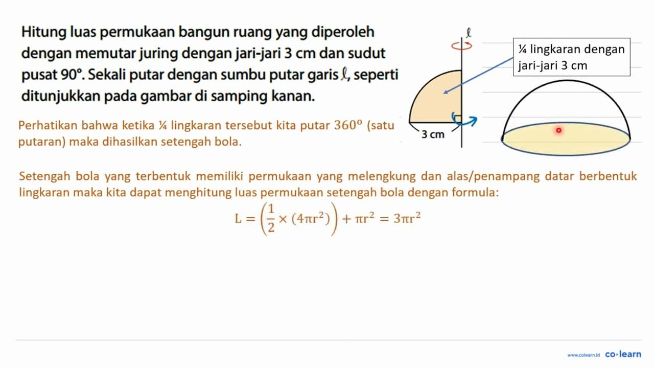 Hitung luas permukaan bangun ruang yang diperoleh dengan