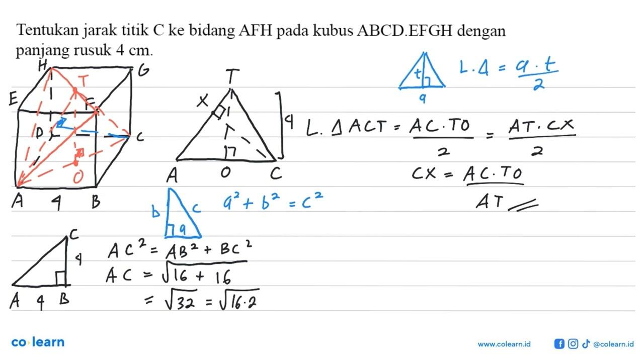 Tentukan jarak titik E ke bidang AFH pada kubus ABCD EFGH