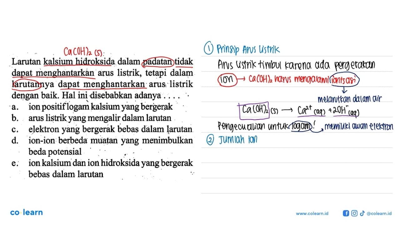 Larutan kalsium hidroksida dalam padatan tidak dapat