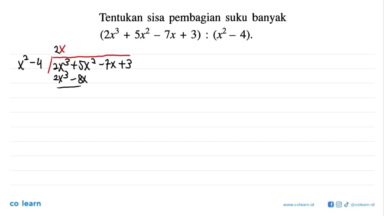 Tentukan sisa pembagian suku banyak