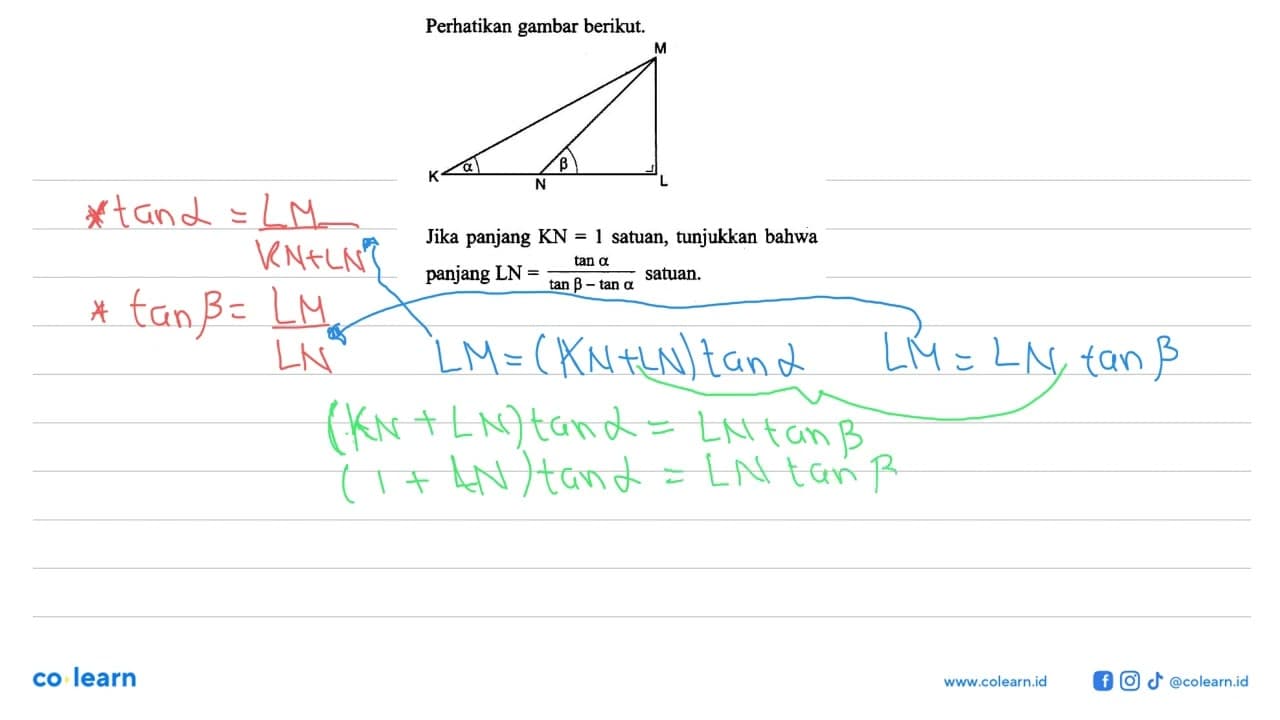 Perhatikan gambar berikut. M alpha beta K N L Jika panjang