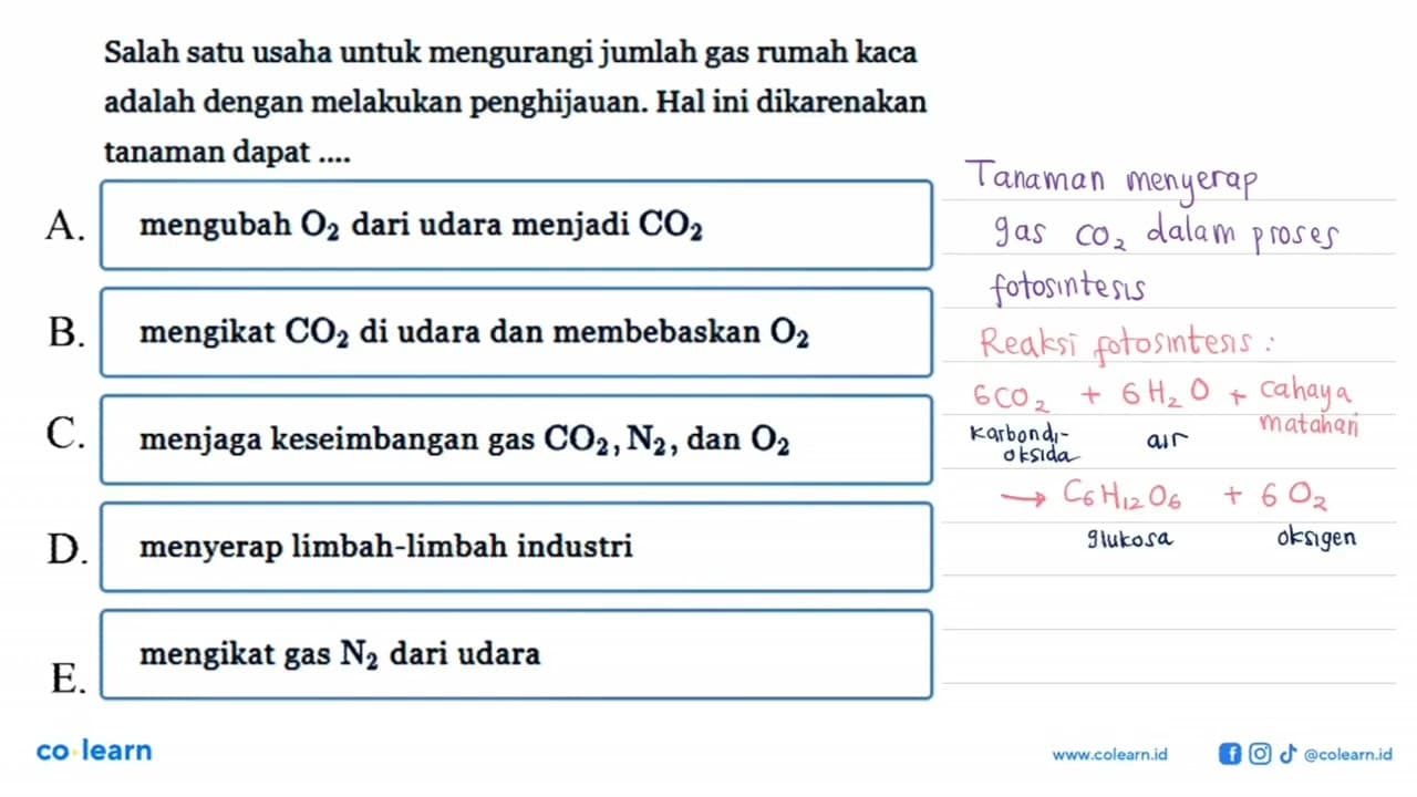 Salah satu usaha untuk mengurangi jumlah gas rumah kaca