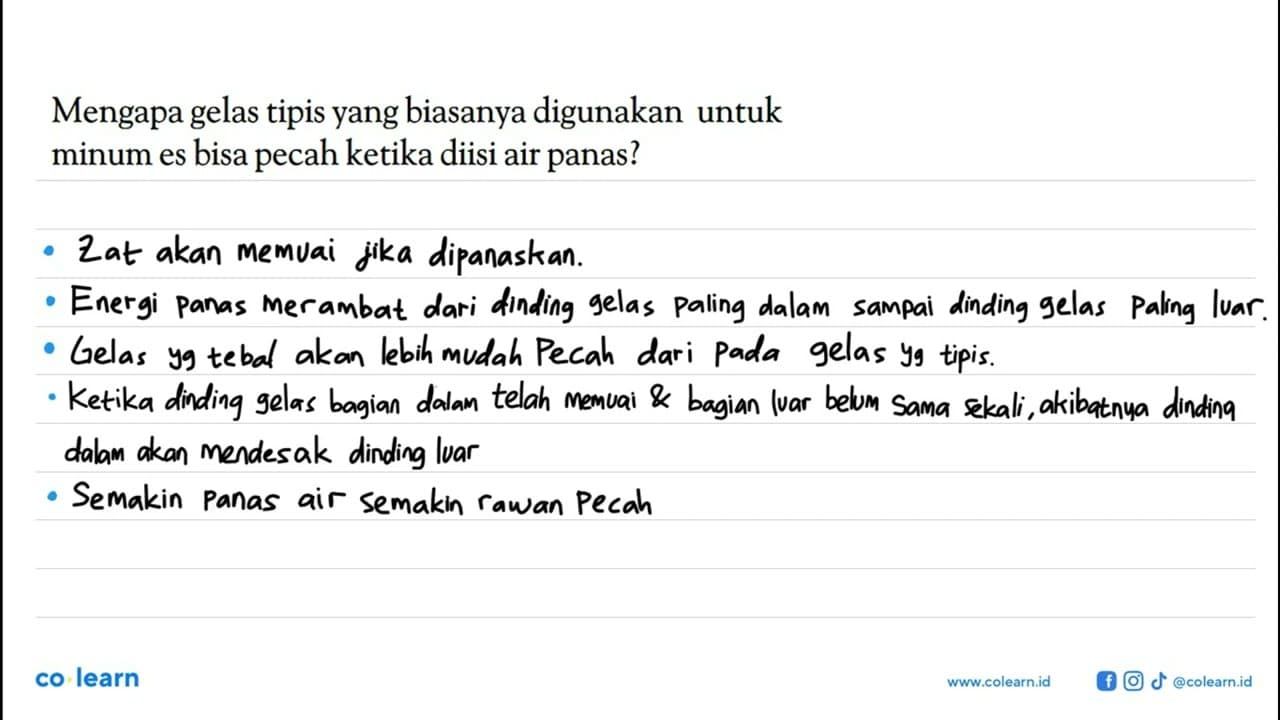 Mengapa gelas tipis yang biasanya digunakan untuk minum es