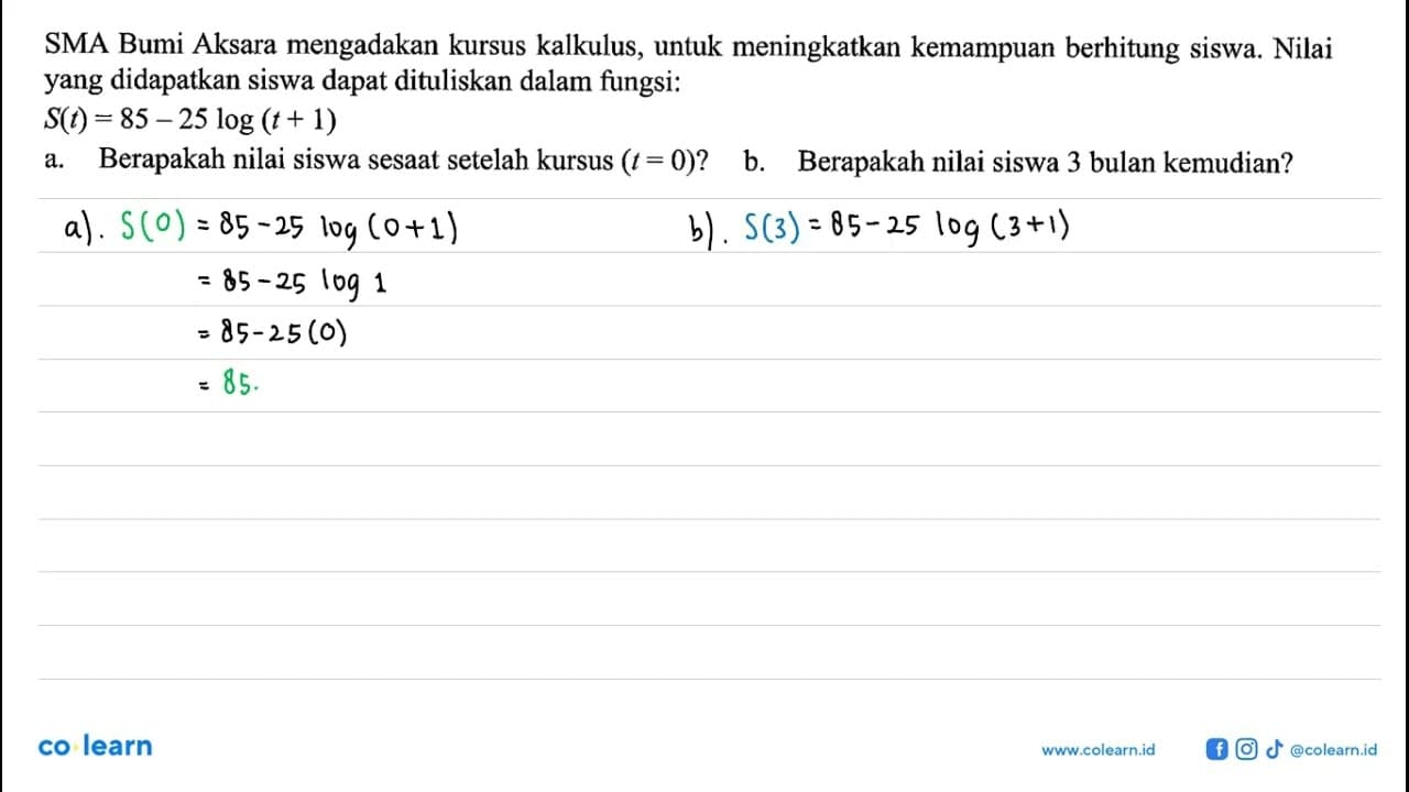 SMA Bumi Aksara mengadakan kursus kalkulus, untuk