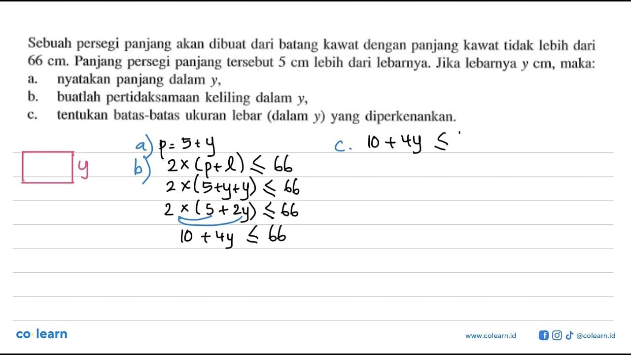 Sebuah persegi panjang akan dibuat dari batang kawat dengan